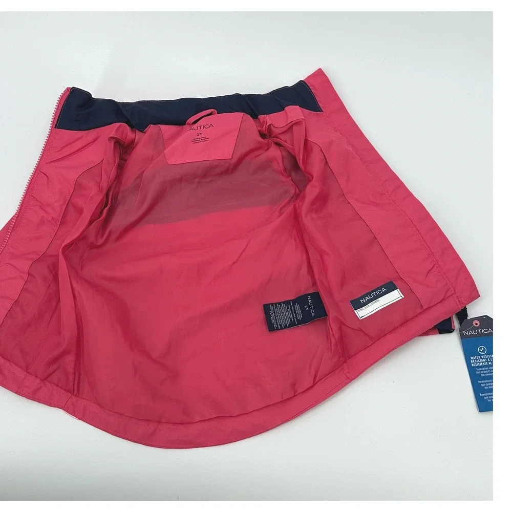 Nautica Water Resistant Jacket Full Zip Lightweight‎ Coat Pink Navy 2T